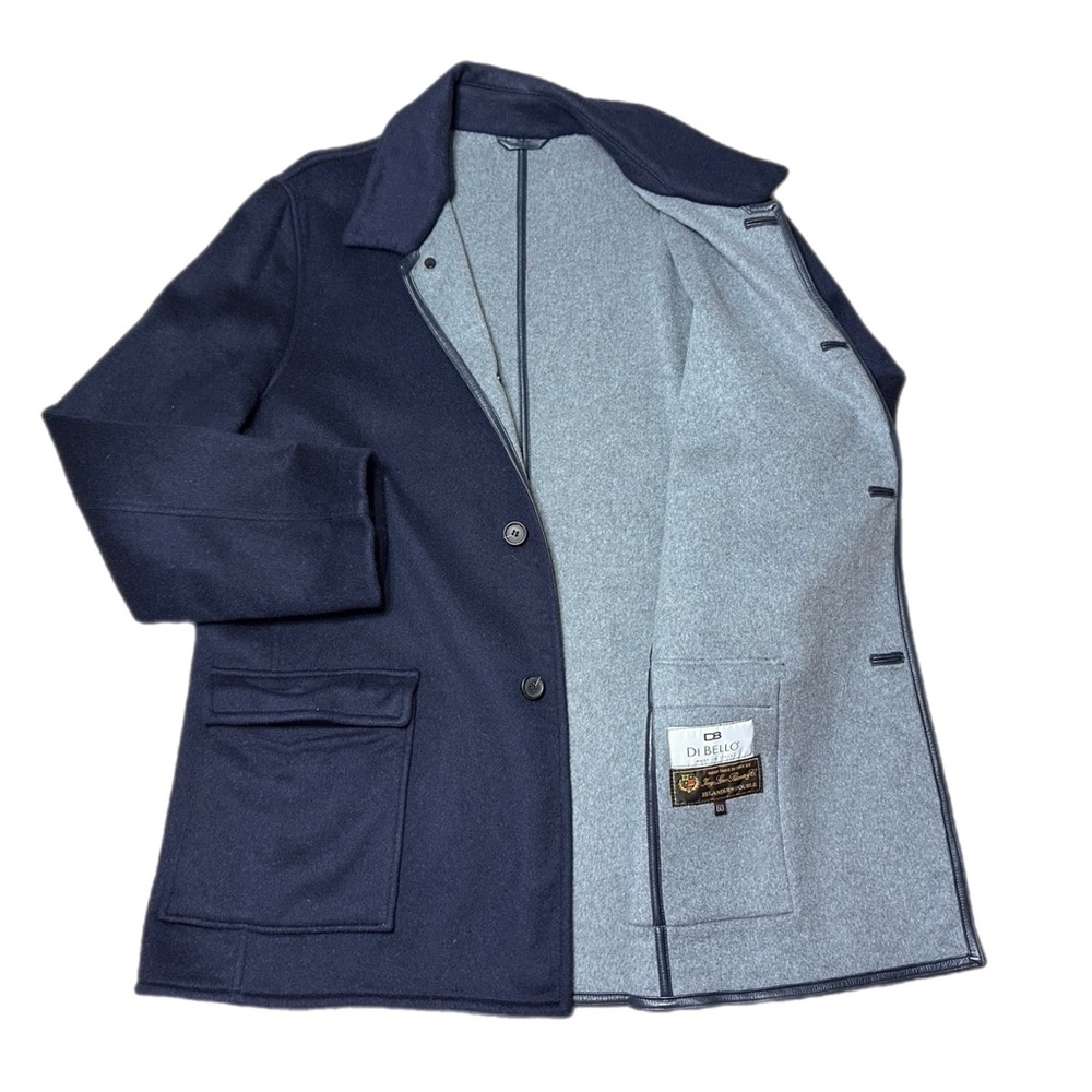 Di Bello Italy Loro Piana Zelander Double-Face Wool Cashmere Coat Navy Sz IT 60